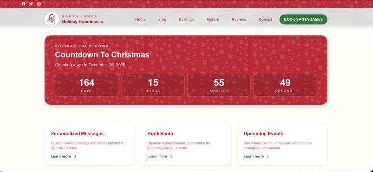 Website built by Pelikinn for Santa James Experience